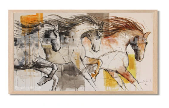 Running Horses | Original Abstract Expressionist Acrylic Painting on Canvas | Handmade Equine Wall Art