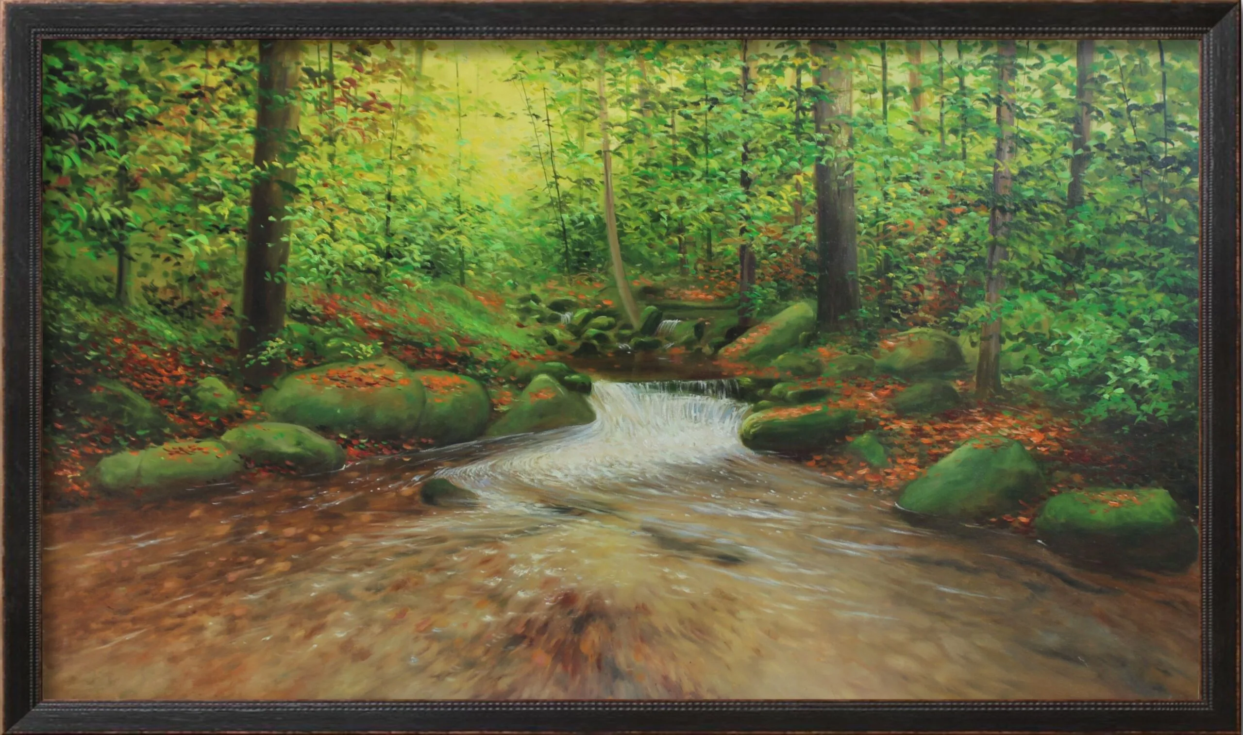 Serene Forest Stream | Original Landscape Acrylic on Canvas | Handmade Nature Wall Art