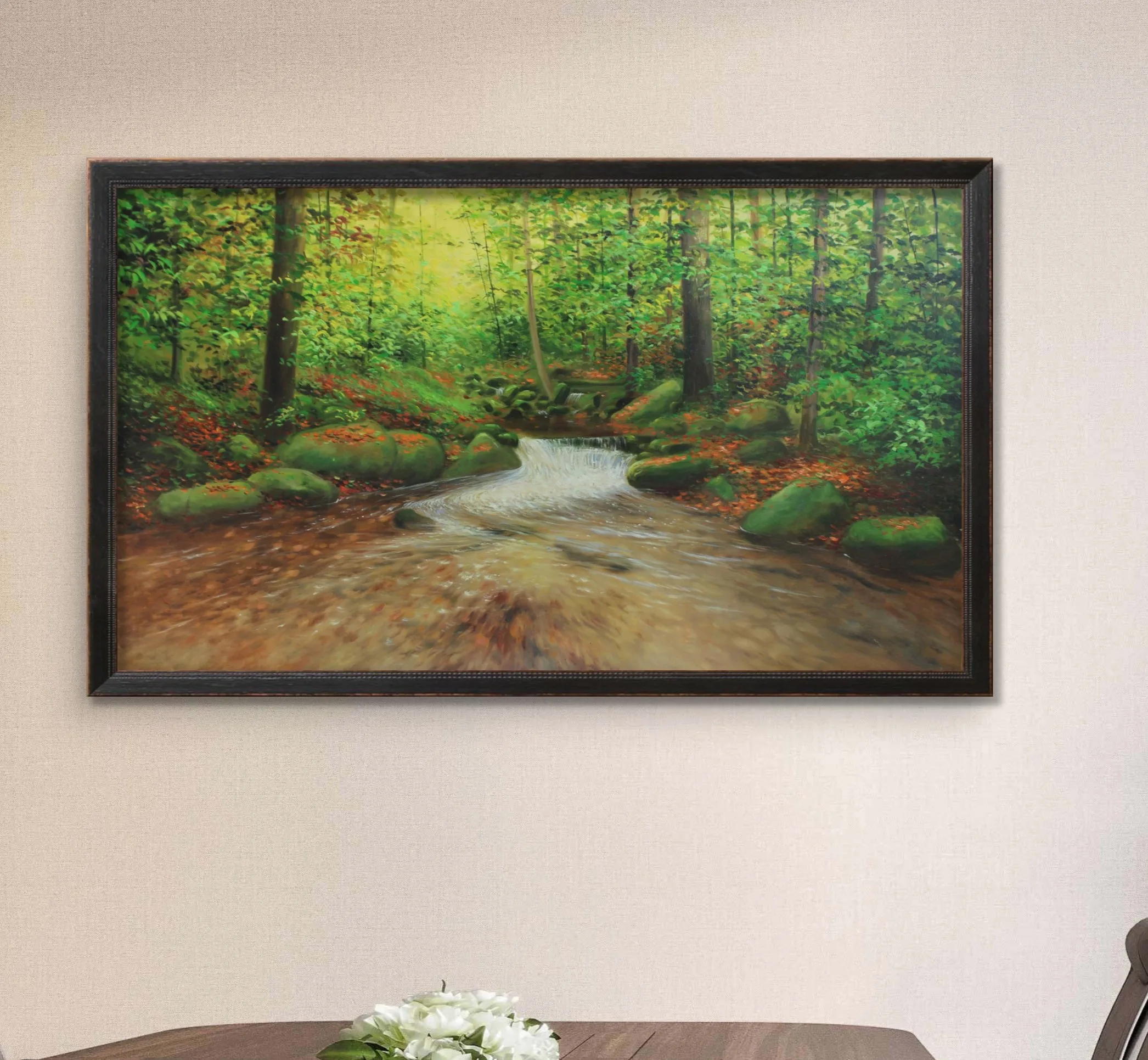 Serene Forest Stream | Original Landscape Acrylic on Canvas | Handmade Nature Wall Art