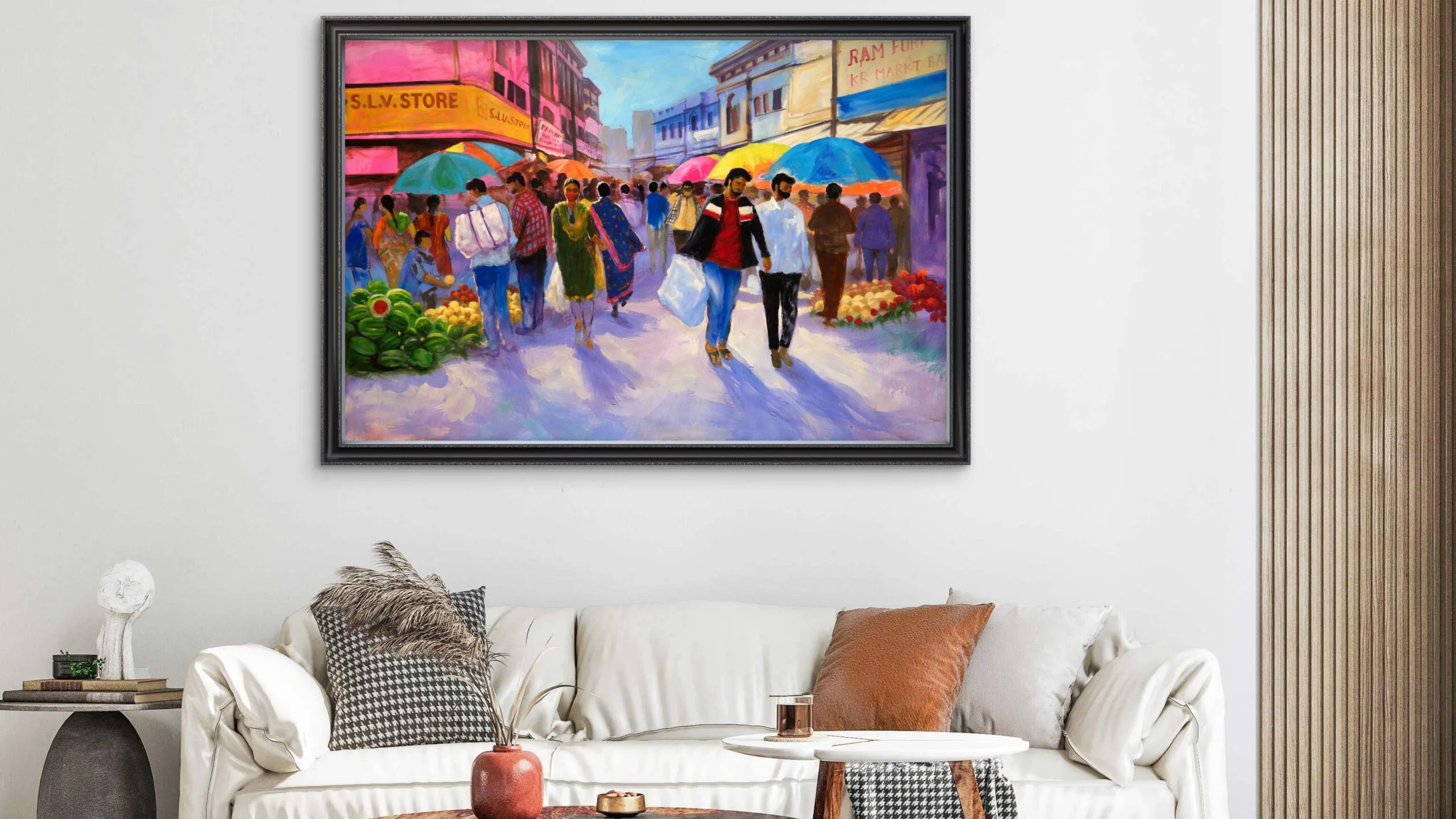 Bangalore KR Market Street | Original Cityscape  | Handmade Urban Market Wall Art