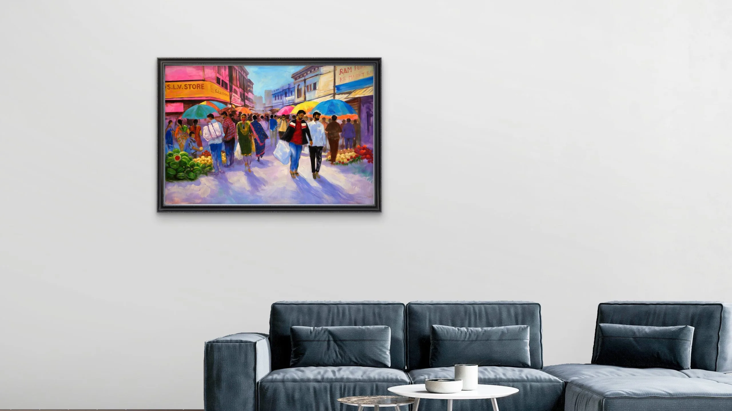 Bangalore KR Market Street | Original Cityscape  | Handmade Urban Market Wall Art