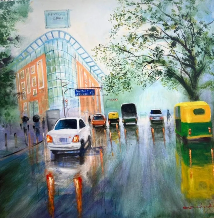 MG Road Bangalore in Rain | Original Cityscape