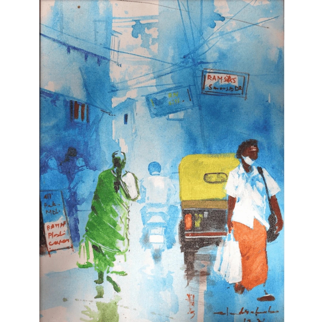 Blue Urban Street Scene