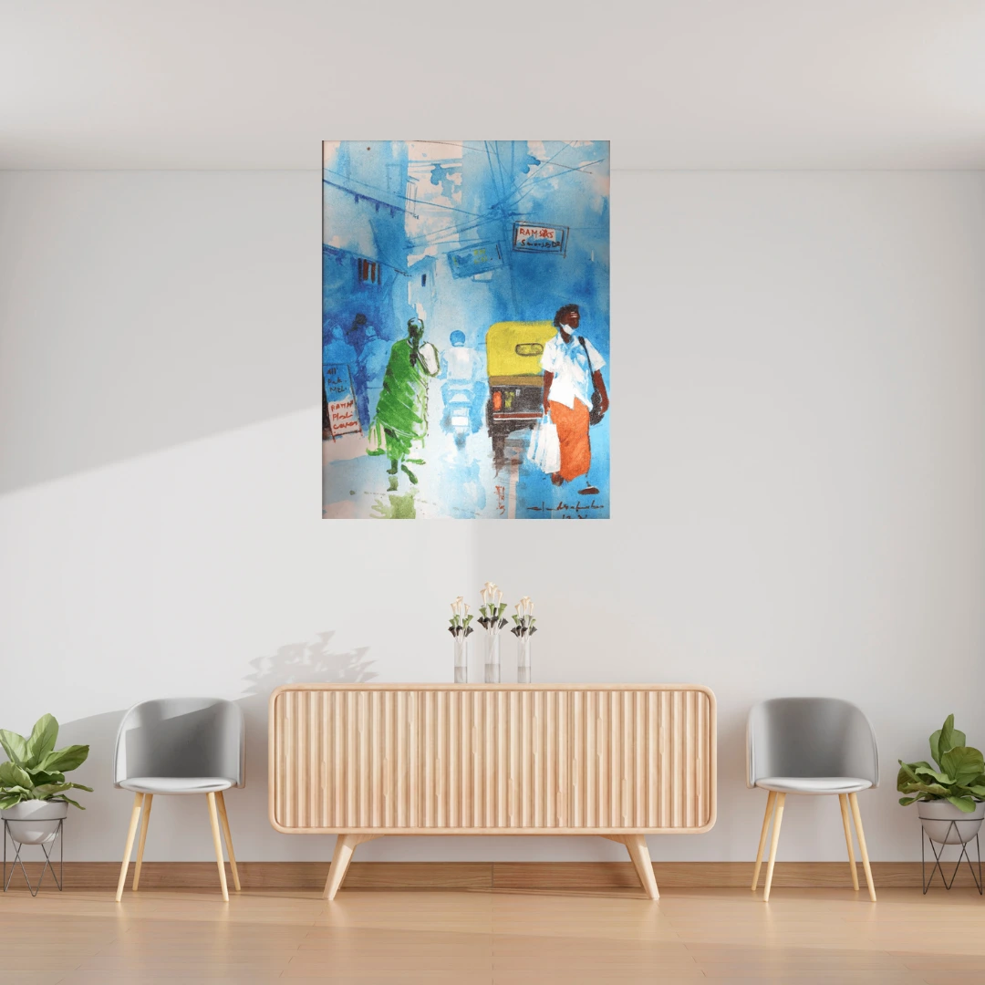 Blue Urban Street Scene