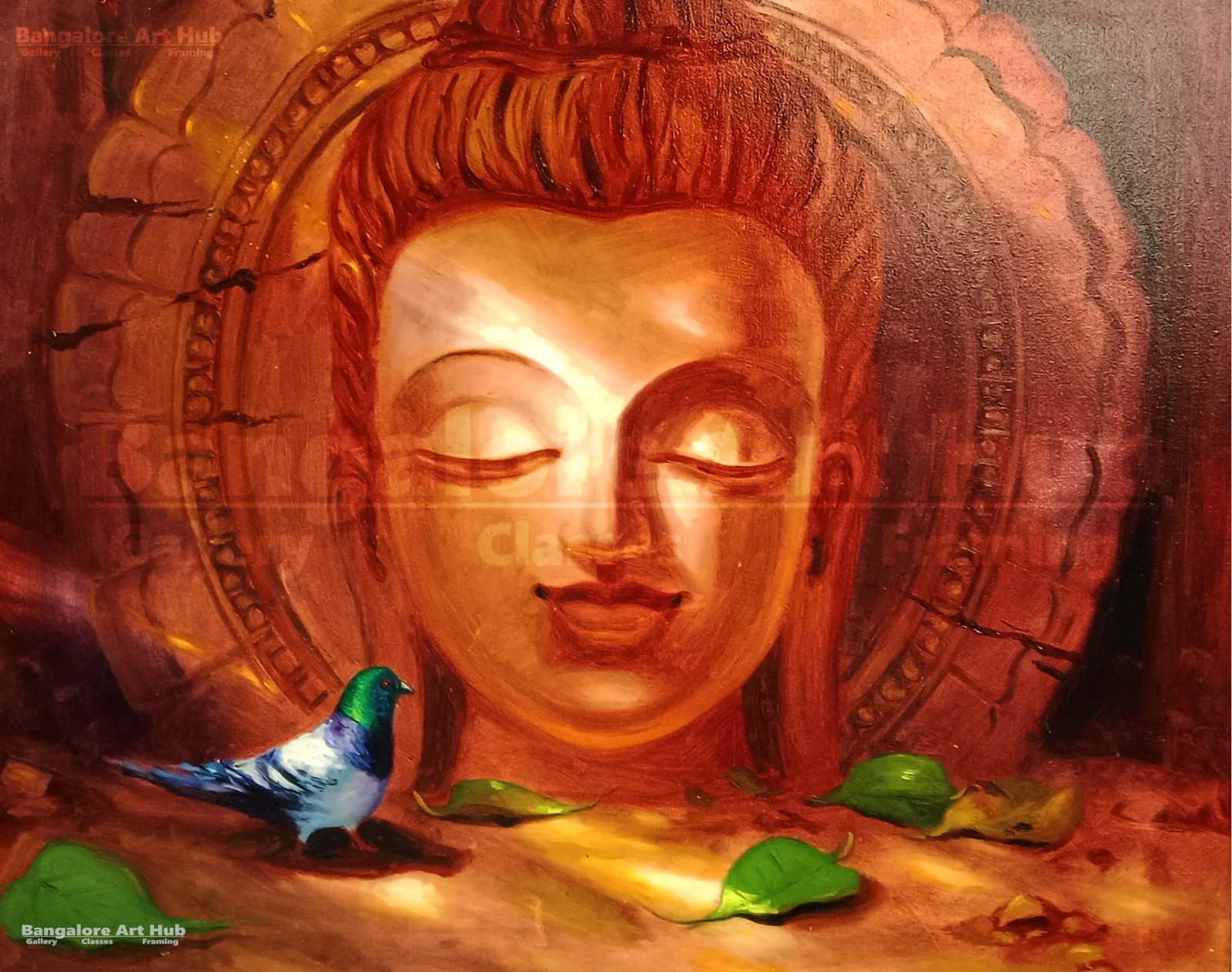 Buddha Painting Buddha with Pigeon