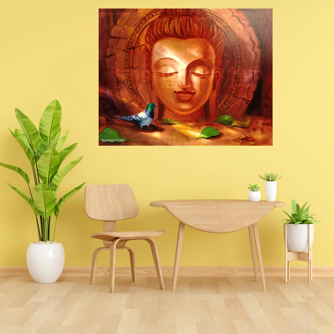 Buddha Painting Buddha with Pigeon