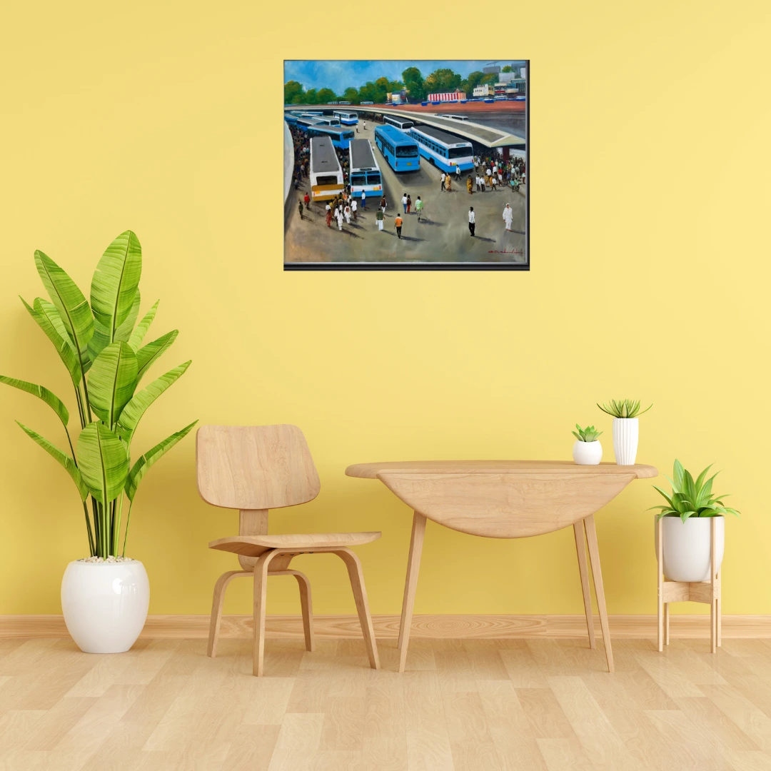 Bangalore Bus Stand Cityscape Painting