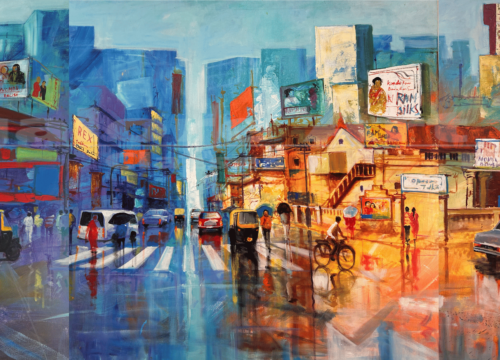 0001 TItle (Bangalore) acrylic on canvas H 54 x W 16212