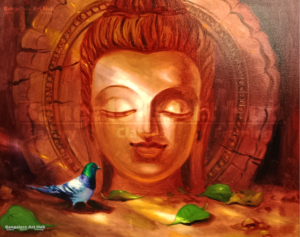 Buddha painting buddha with pigeon