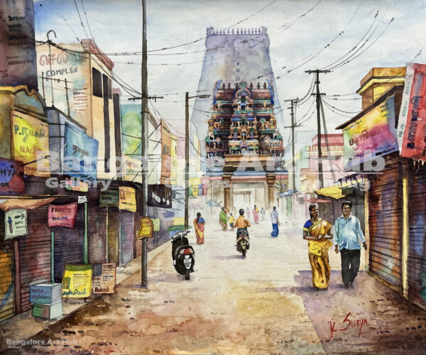 Copy of 0078 Title (sri rangam Temple) watercolor on paper H22 x W28 Artist (sk surya)