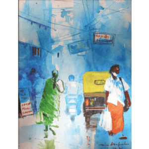 Blue Urban Street Scene